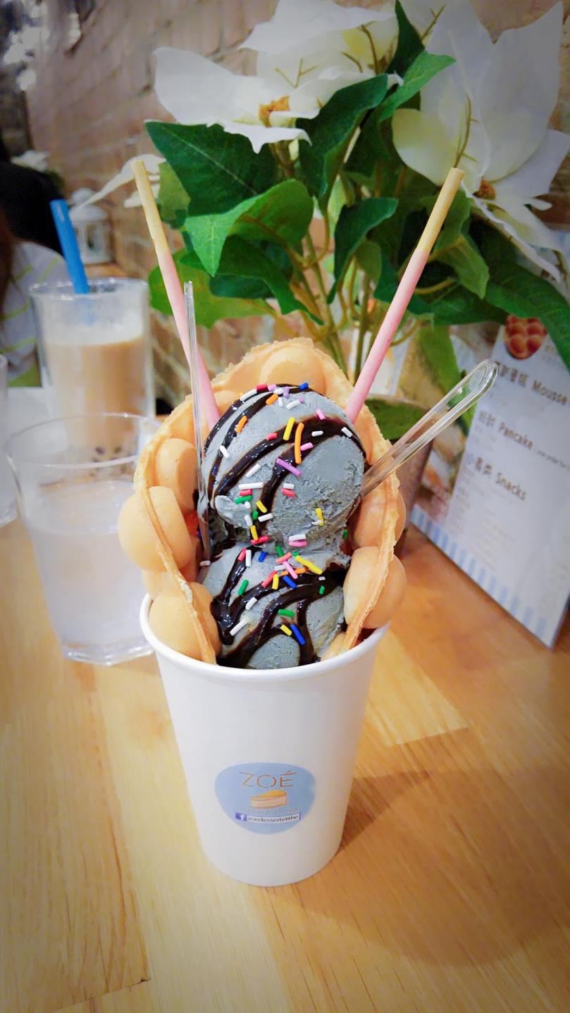 Zoe Dessert- Black sesame waffle ice cream